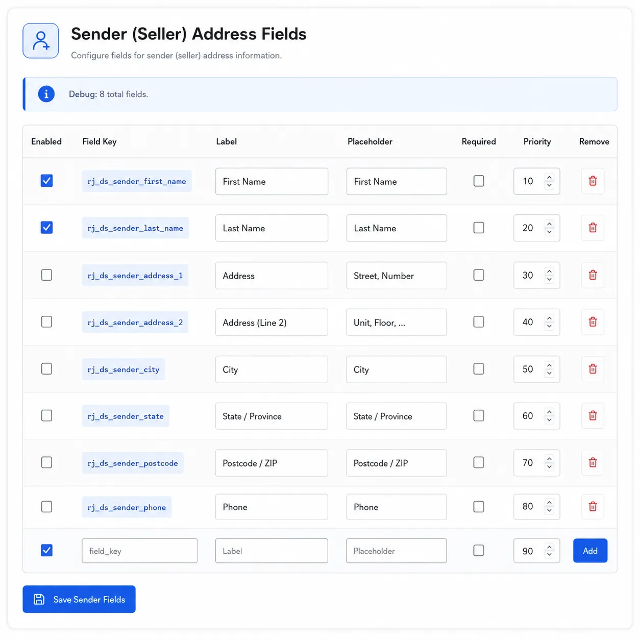 dropshiping Flexible Custom Fields